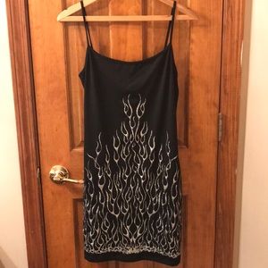 Black Glitter Flame Dress